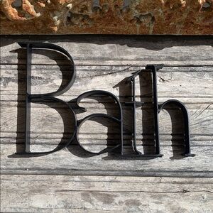 Black Heavy Metal / Wrought Iron Typeset Bath Sign